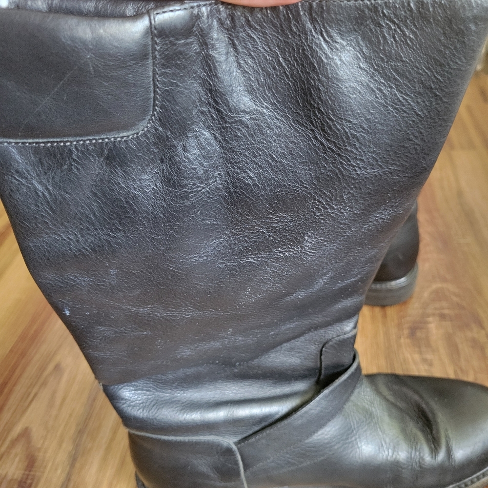 FRATELLI ROSSETTI Black Leather Tall Riding Moto Combat Boots Made in Italy - Picture 6 of 12